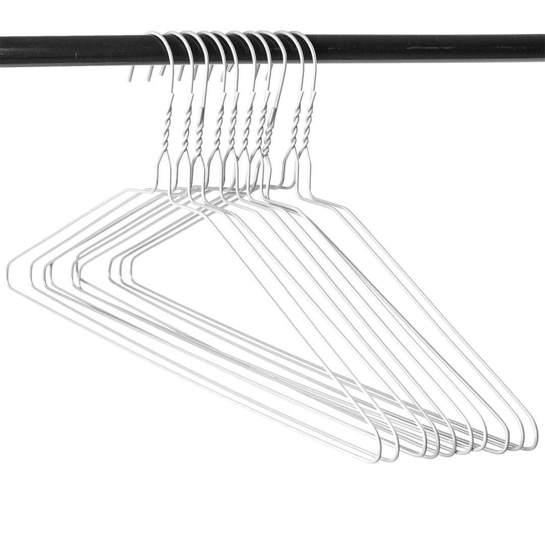 16" White Suit Hanger, 13 Gauge