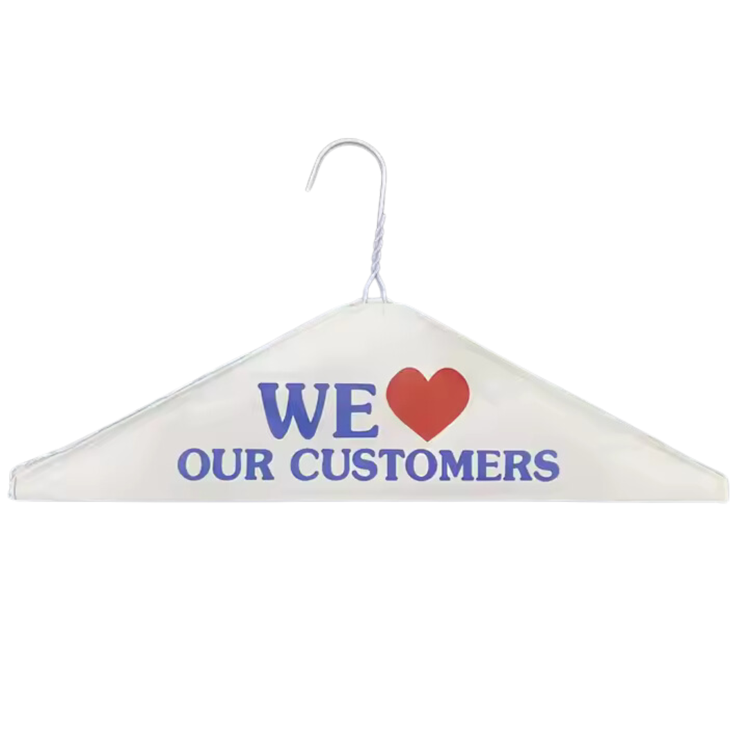 16" White Printed Caped Hanger, 13 Gauge