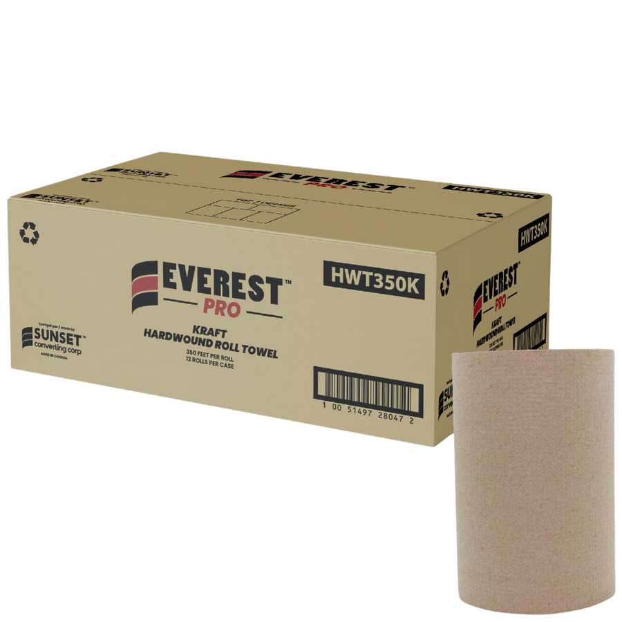 7.85" x 350' Kraft Hand Towel Rolls - 12 Rolls