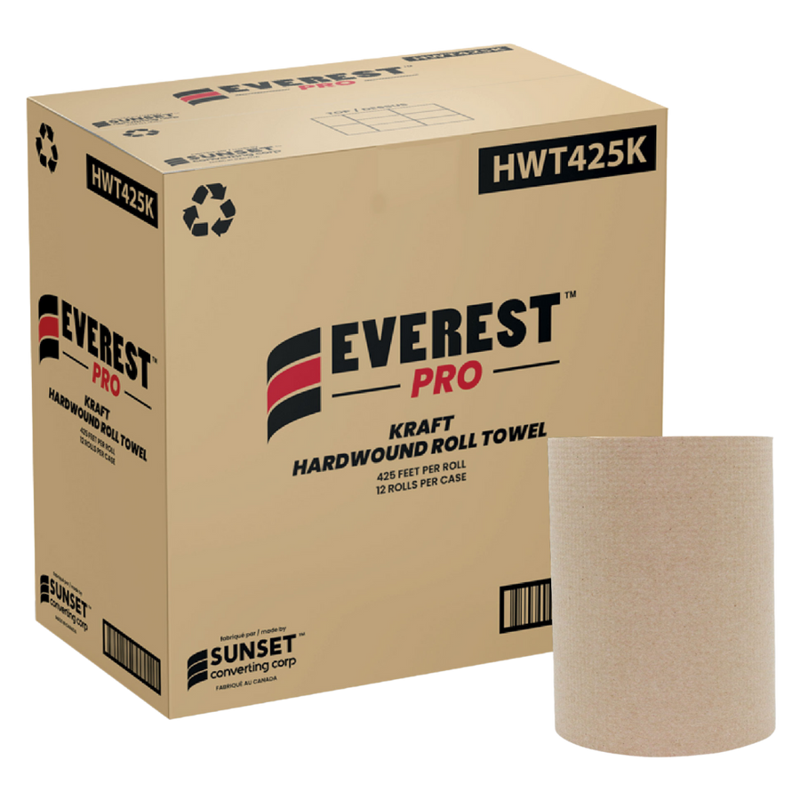 7.85" x 425' Kraft Hand Towel Rolls - 12 Rolls