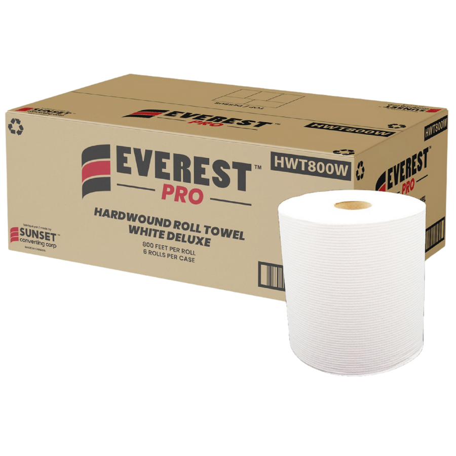 7.85" x 800' White Hand Towel Rolls - 6 Rolls