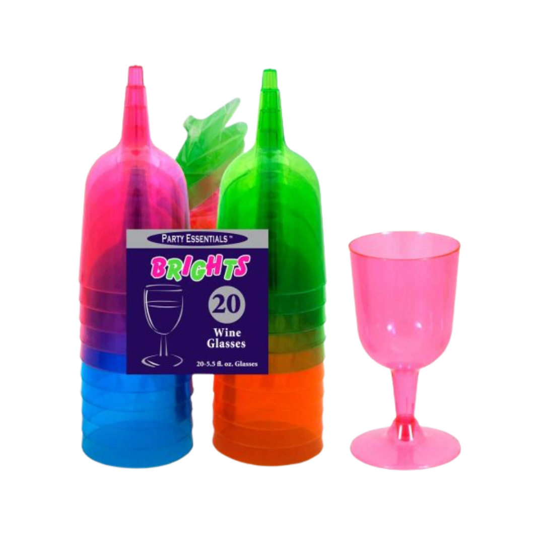 5.5 oz Assorted Neon Wine Glasses