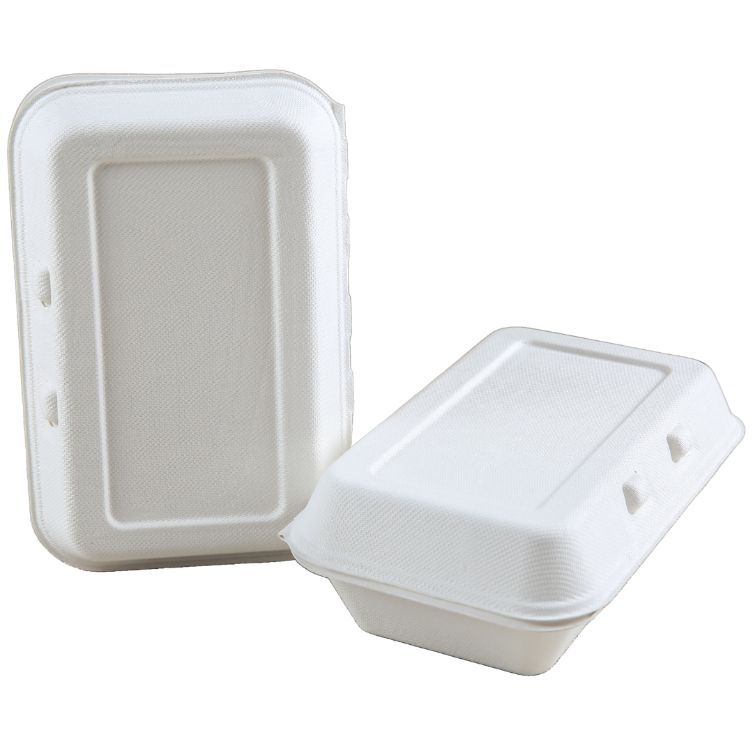 8.5" x 5.5" x 3" Sugarcane Take-Out Container - 1-Comp.