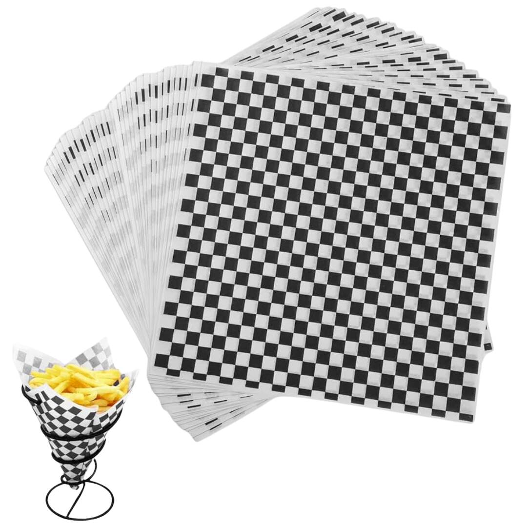 12" x 12" Black Checkered Wax Paper