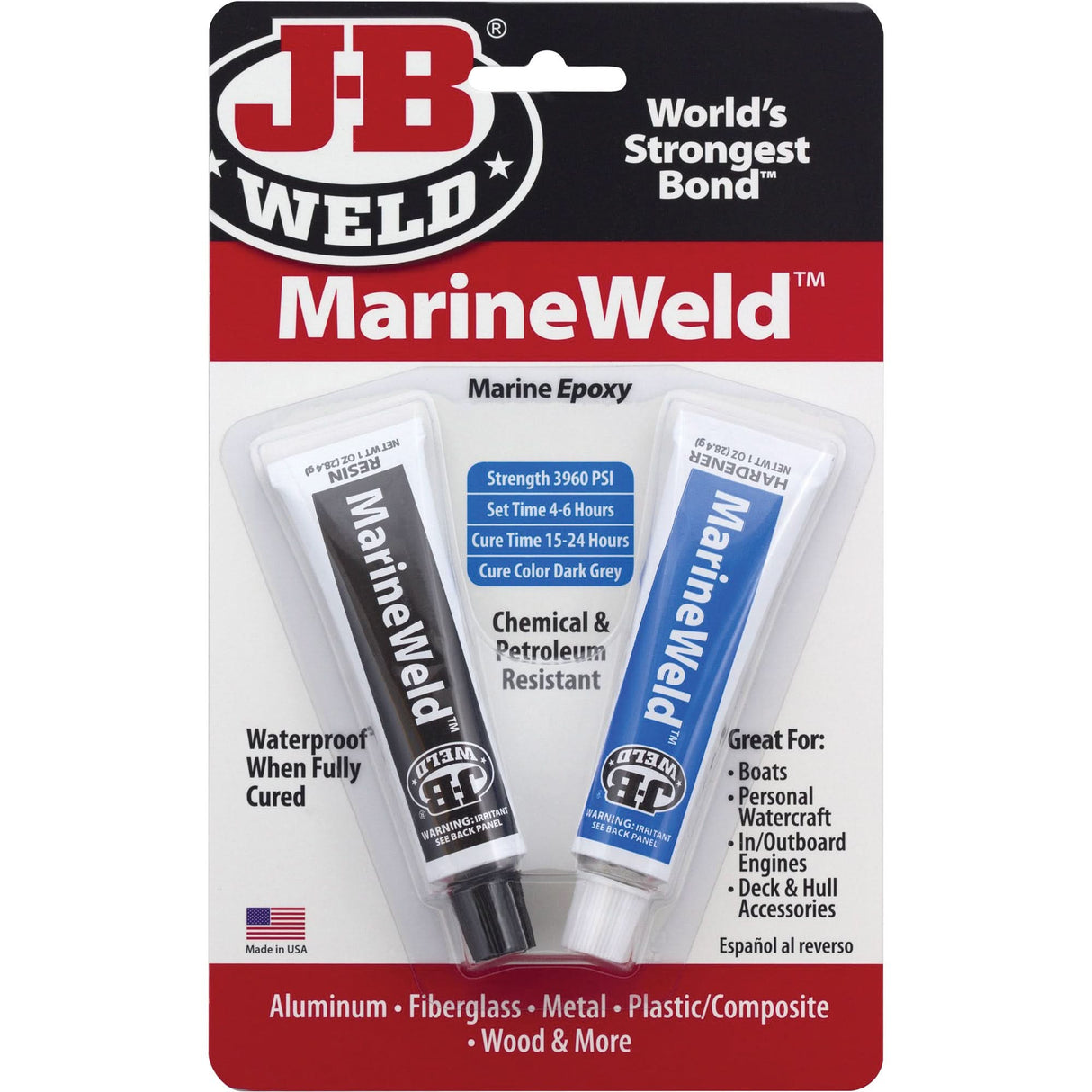 MarineWeld Epoxy, Two-Part, Tube, 3 oz., Grey