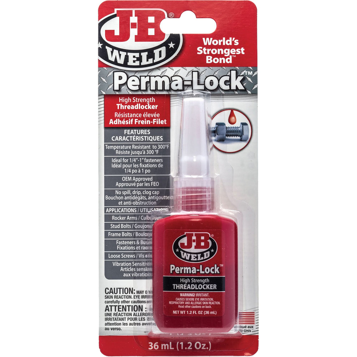 Perma-Lock Threadlocker, Red, High, 36 ml, Bottle