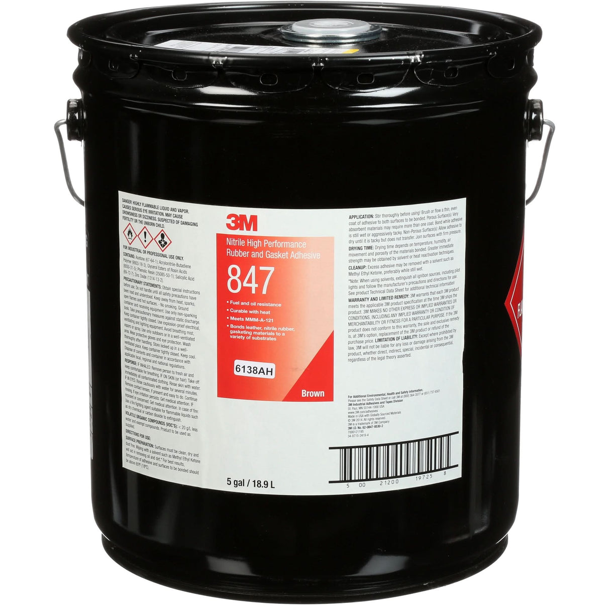 Scotch-Weld™ High-Performance Rubber & Gasket Adhesive, Pail, Brown