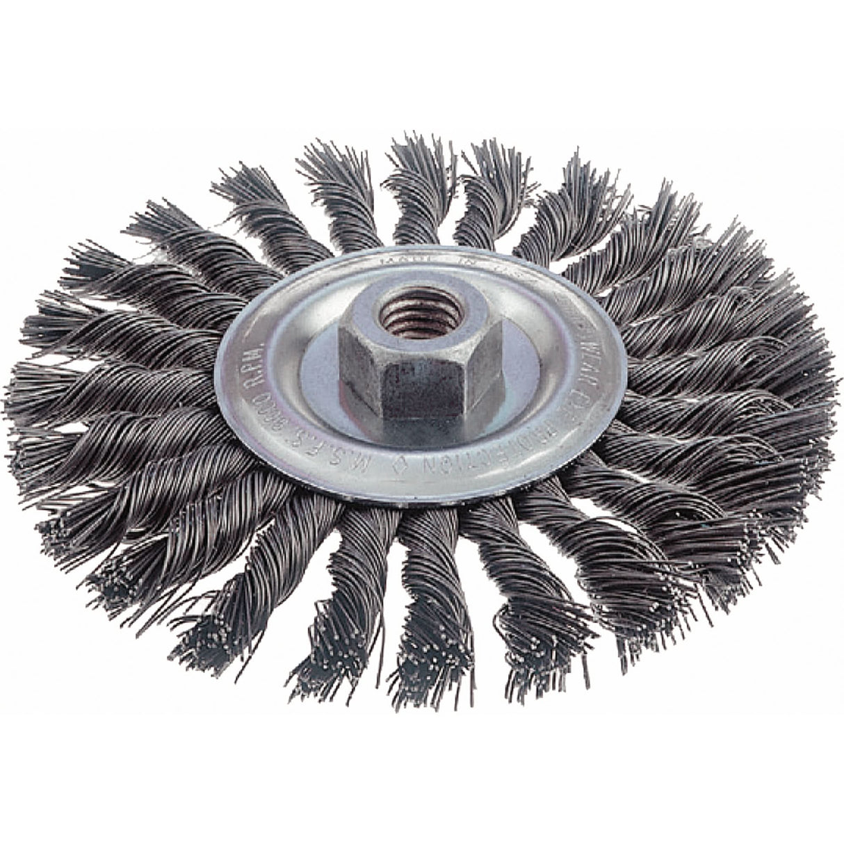Knot Wire Wheel Brushes - Standard Twist Knot, 6" Dia., 0.023" Fill, 5/8"-11 Arbor, Steel