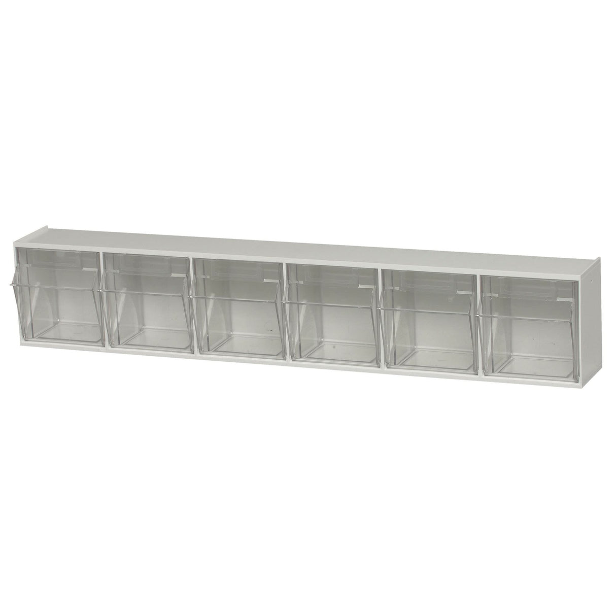 Clear Tip Out Bins, 23-5/8" W x 3-5/8" D x 4-1/2" H, 6 Drawers