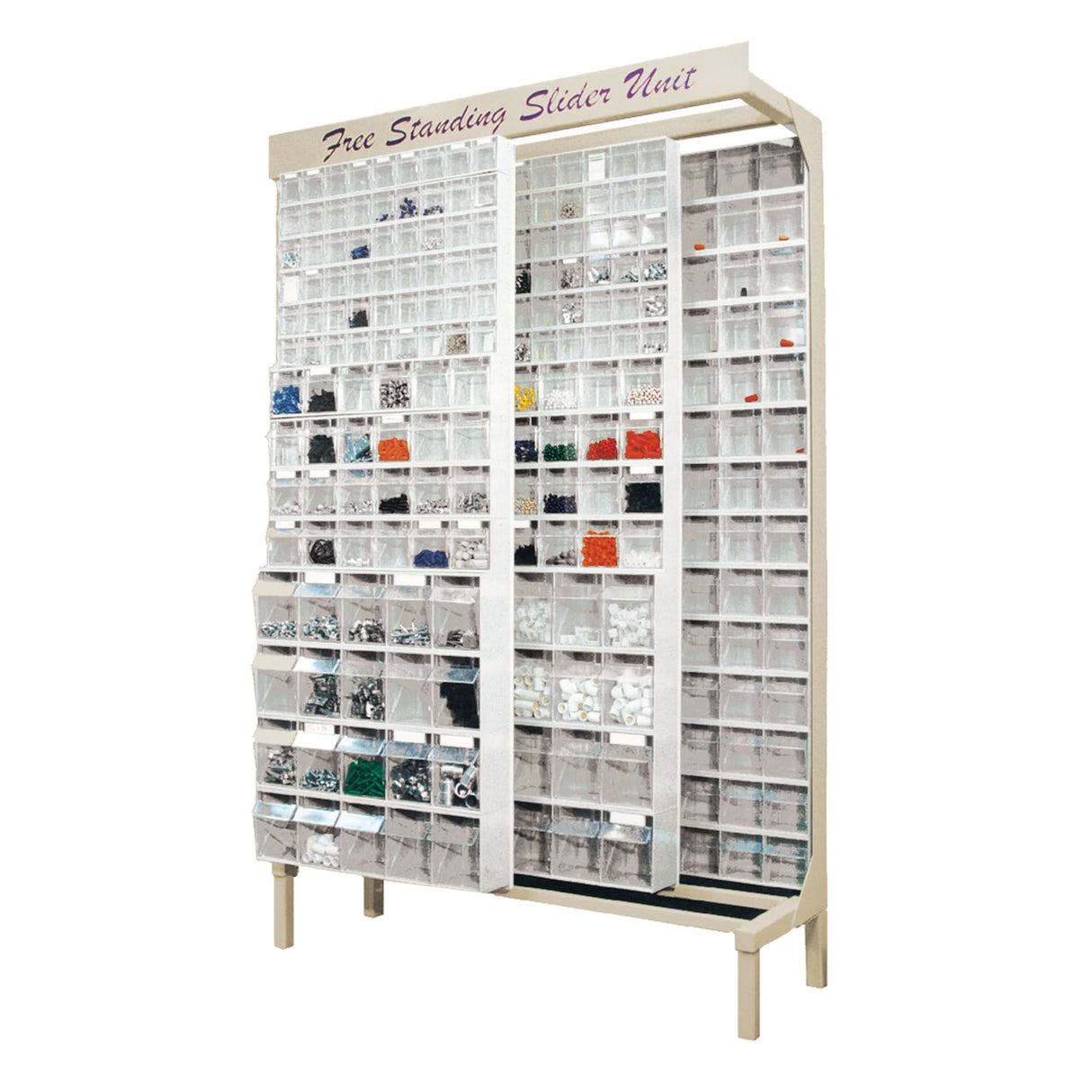 Free-Standing Tip-Out Bins Slider System, 48" W x 18" D x 77" H, 112 Drawers