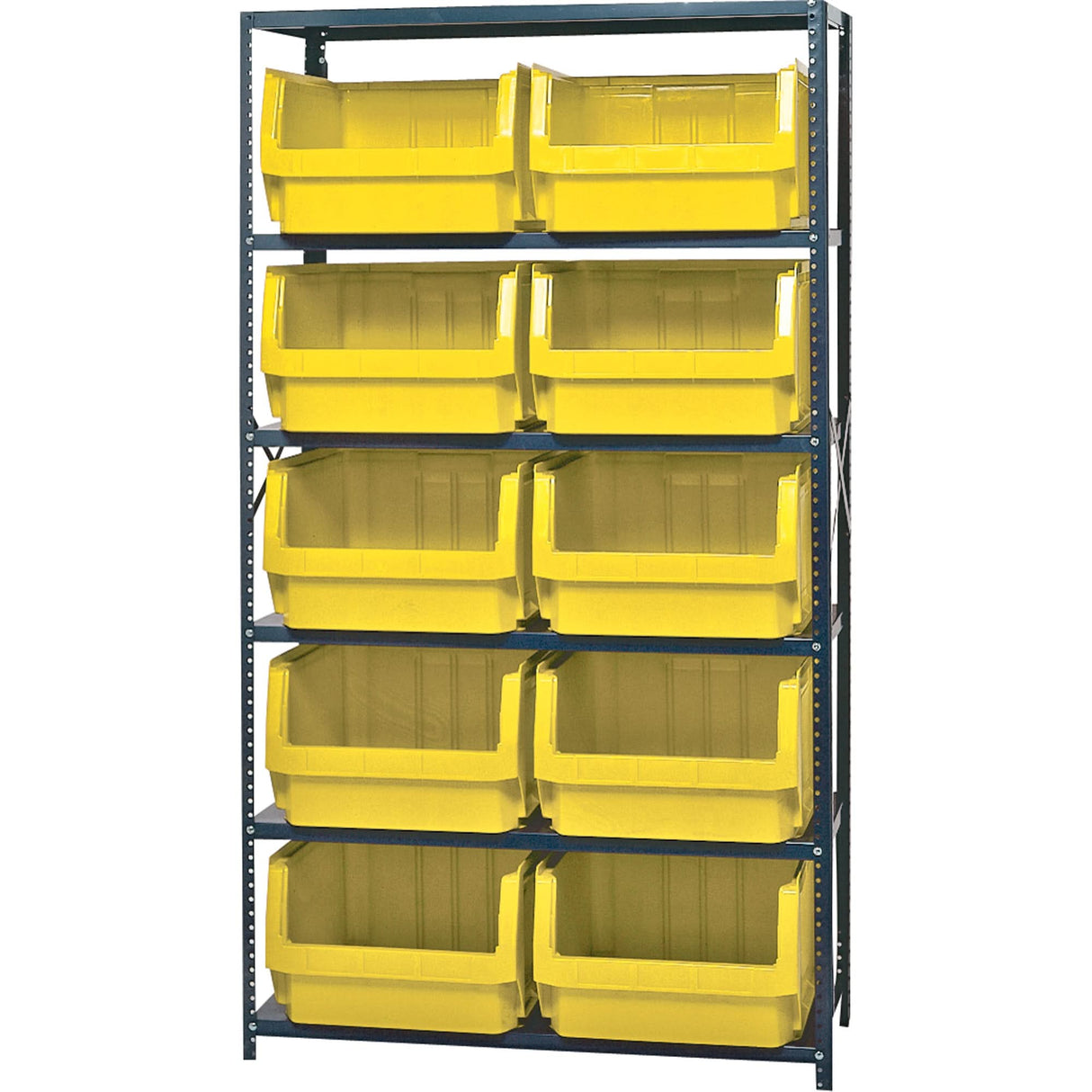 Shelving Unit with Stacking Bins, Steel, Boltless, 650 lbs. Capacity, 42" W x 18" D