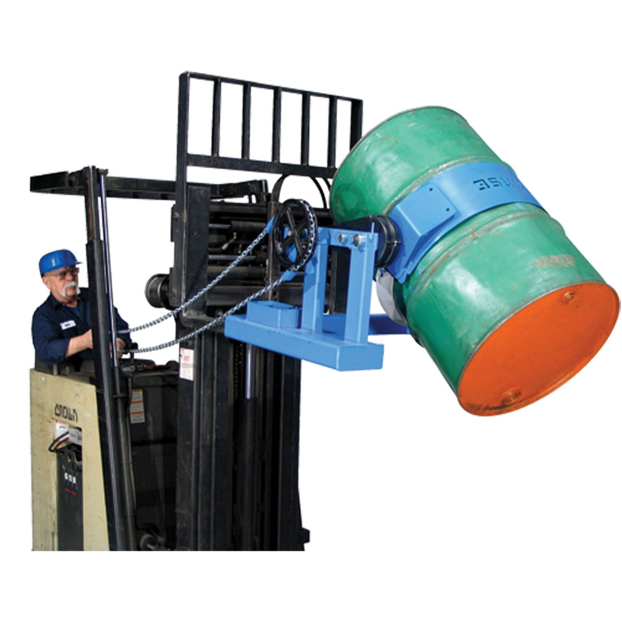 Fork Mounted Drum Lifter, 55 US gal. (45 Imperial Gal.) Drum Size, 800 lbs./363 kg. Cap.