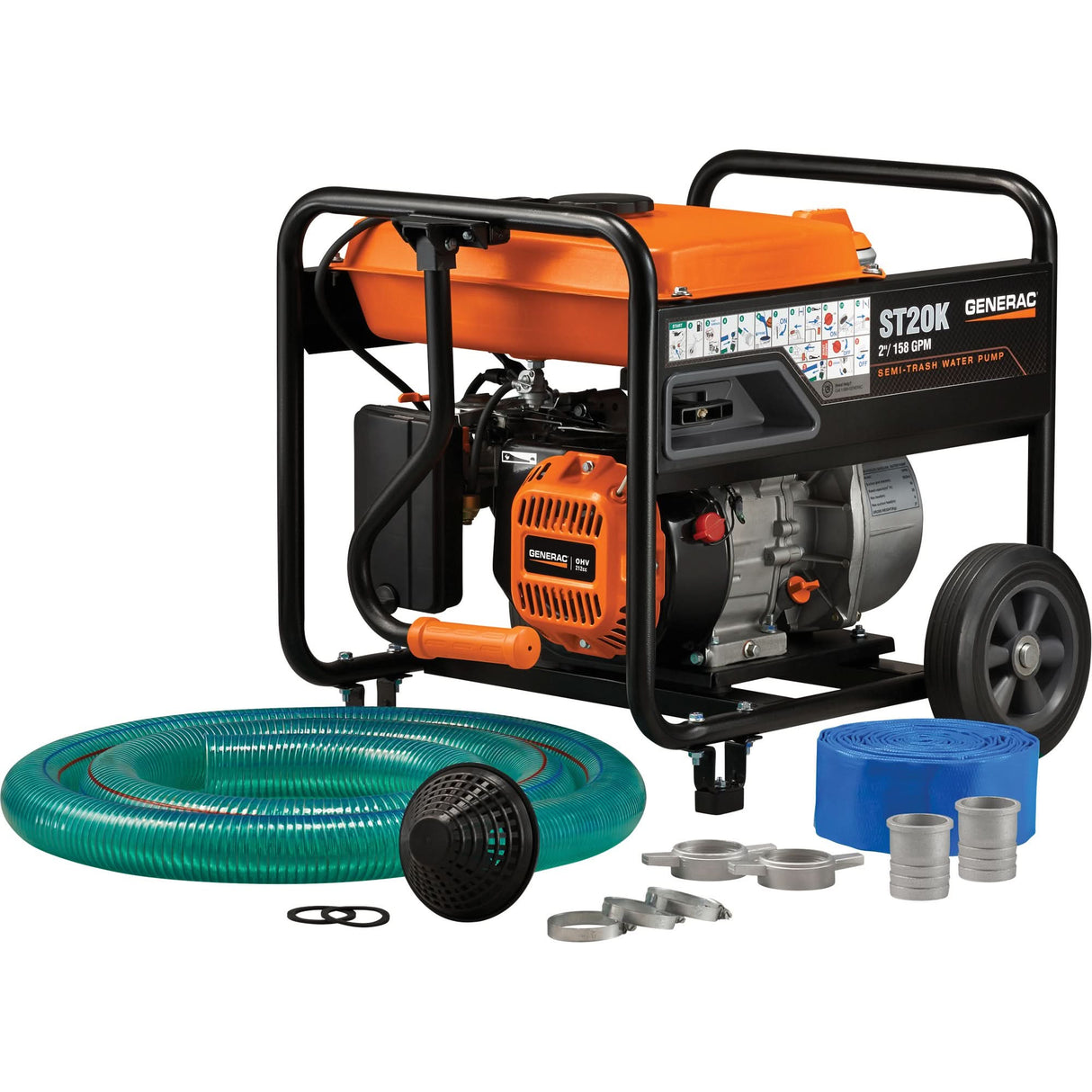 Semi-Trash Water Pump Kit, 158 GPM, 208 cc, 4 Cycle OHV