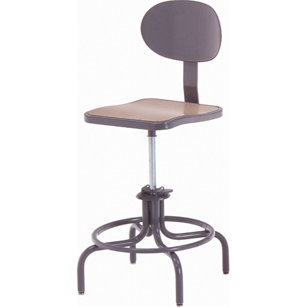600 Series Rectangular Stool, Mobile, Adjustable, 17" - 23", Steel/Masonite Seat, Grey
