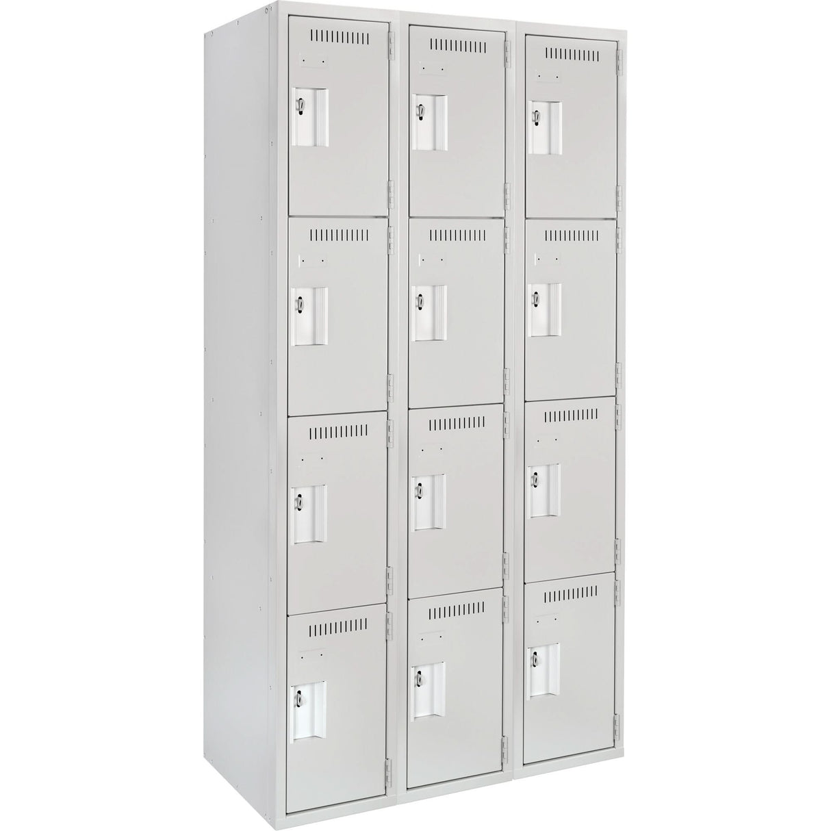 Clean Line™ Lockers, 4 -tier, Bank of 3, 36" x 15" x 72", Steel, Grey, Rivet (Assembled)