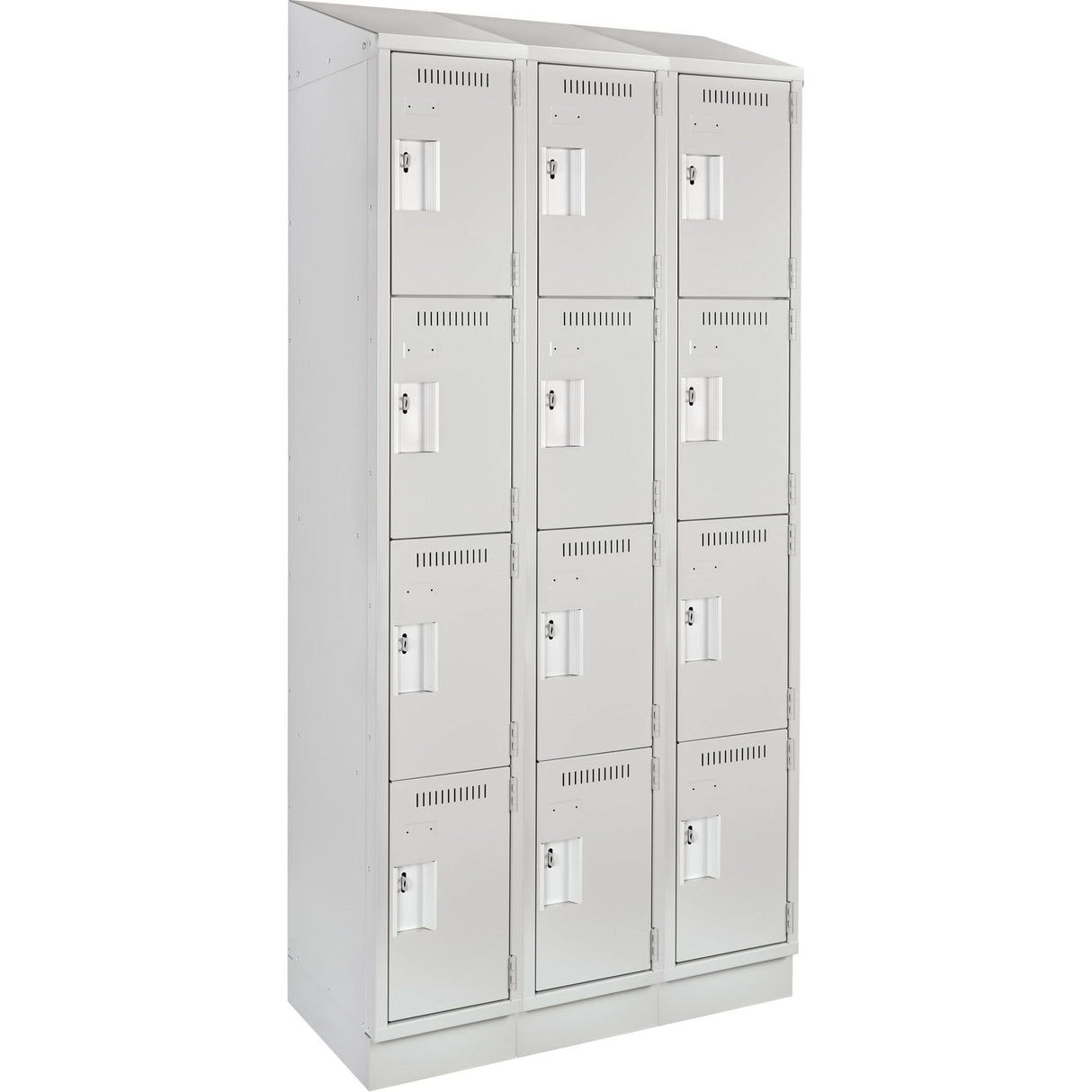 Clean Line™ Lockers, 4 -tier, Bank of 3, 36" x 15" x 82", Steel, Grey, Rivet (Assembled)