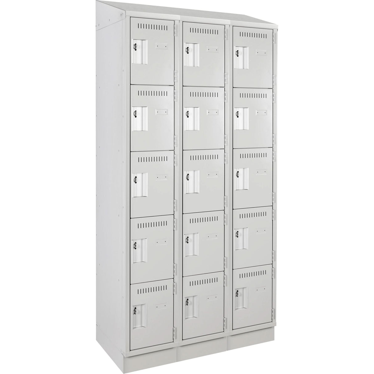 Clean Line™ Lockers, 5 -tier, Bank of 3, 36" x 18" x 82", Steel, Grey, Rivet (Assembled)