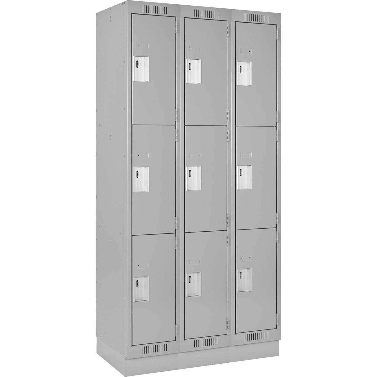 Clean Line™ Lockers, 3 -tier, Bank of 3, 36" x 15" x 76", Steel, Grey, Rivet (Assembled)