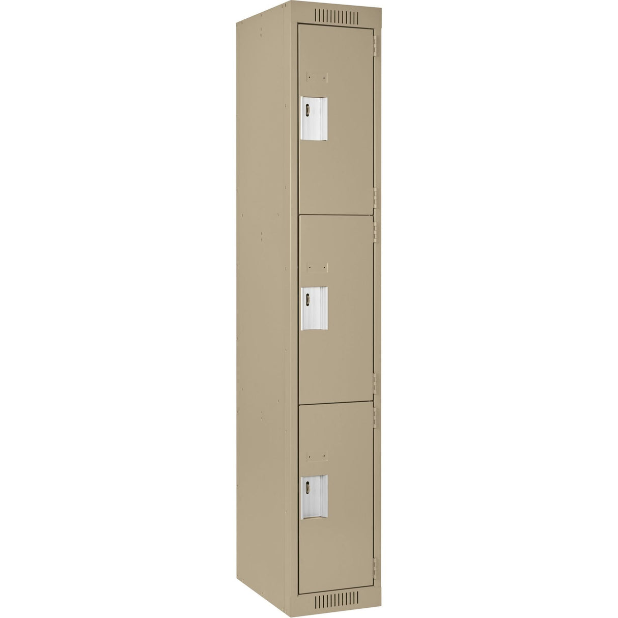 Clean Line™ Lockers, 3 -tier, 18" x 18" x 72", Steel, Beige, Rivet (Assembled)