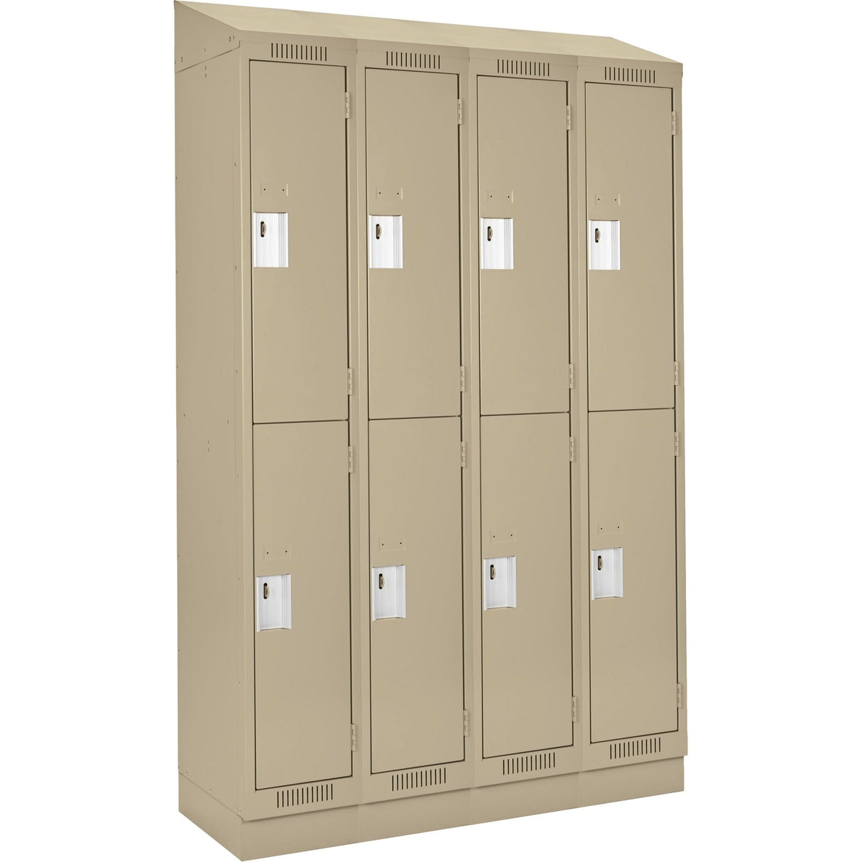 Clean Line™ Lockers, 2 -tier, Bank of 4, 48" x 12" x 82", Steel, Beige, Rivet (Assembled)
