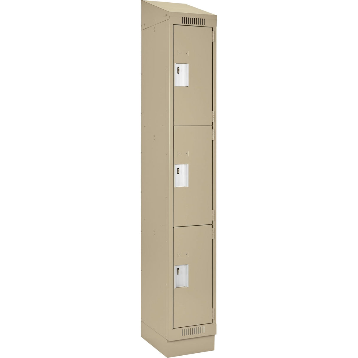 Clean Line™ Lockers, 3 -tier, 15" x 15" x 82", Steel, Beige, Rivet (Assembled)
