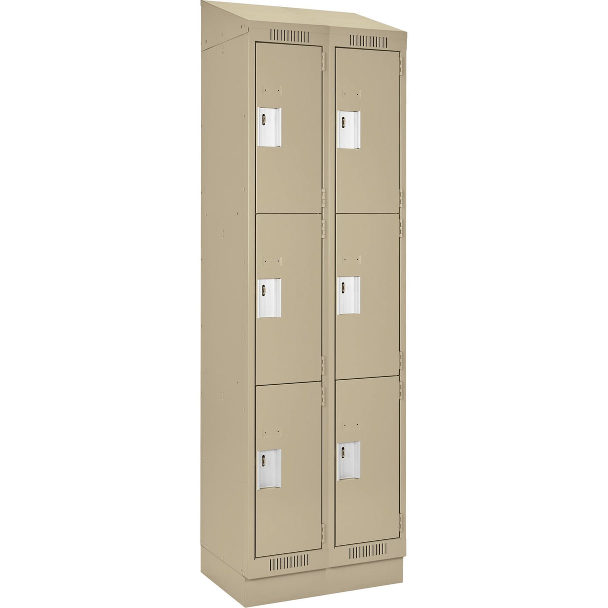 Clean Line™ Lockers, 3 -tier, Bank of 2, 30" x 18" x 82", Steel, Beige, Rivet (Assembled)