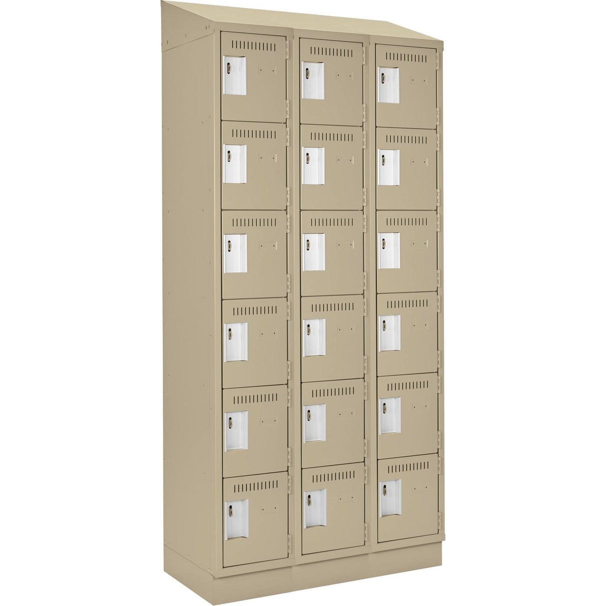 Clean Line™ Lockerette , 6 -tier, Bank of 3, 36" x 18" x 82", Steel, Beige, Rivet (Assembled)