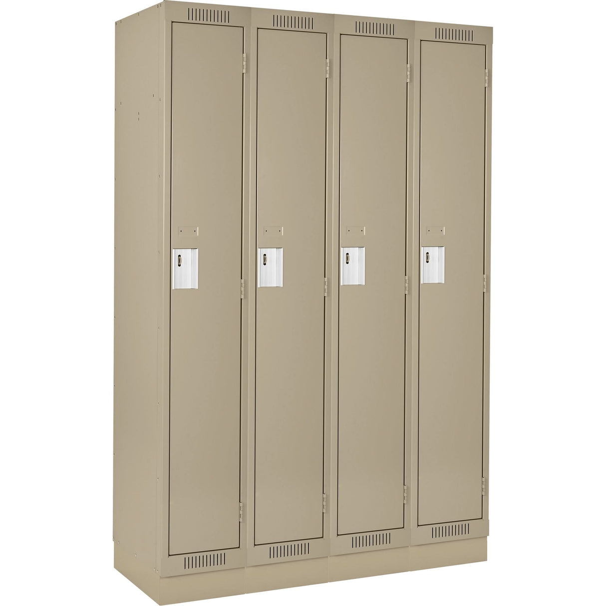 Clean Line™ Lockers, Bank of 4, 48" x 18" x 76", Steel, Beige, Rivet (Assembled)