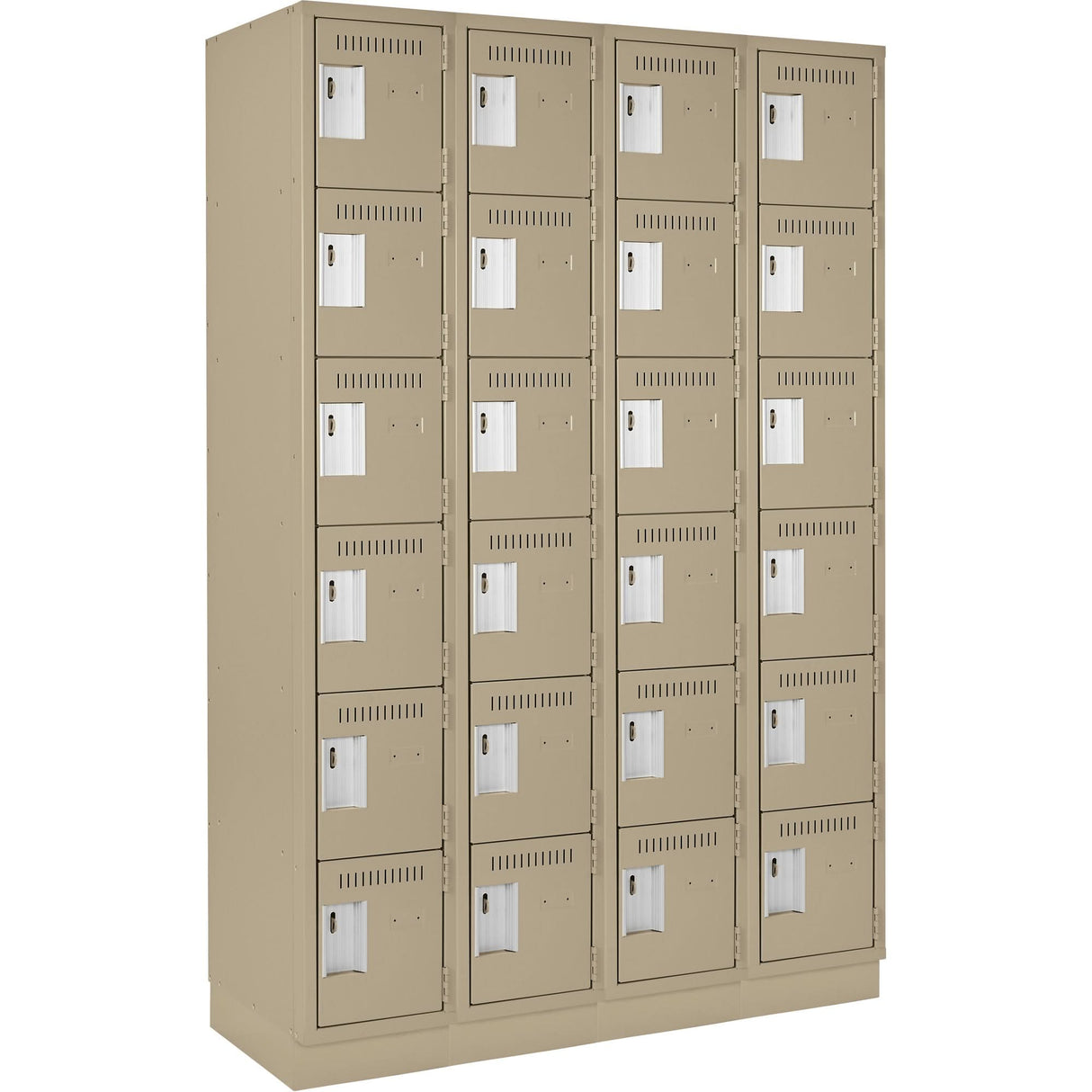 Clean Line™ Lockerette, 6 -tier, Bank of 4, 48" x 18" x 76", Steel, Beige, Rivet (Assembled)