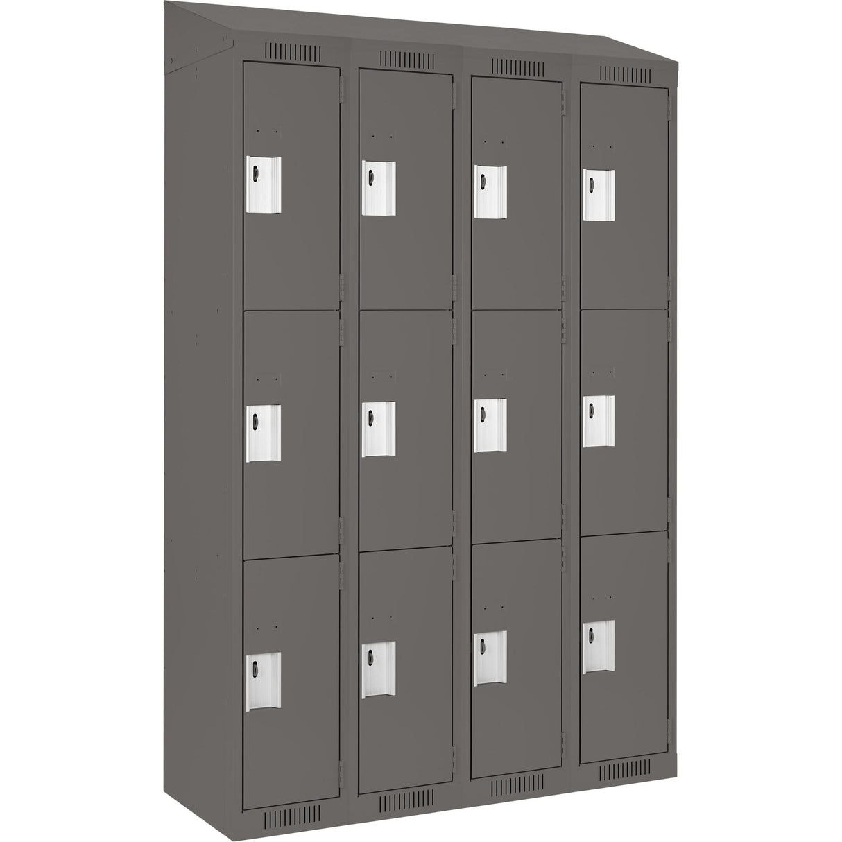Clean Line™ Lockers, 3 -tier, Bank of 4, 48" x 15" x 78", Steel, Charcoal, Rivet (Assembled)