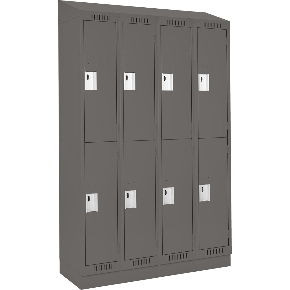 Clean Line™ Lockers, 2 -tier, Bank of 4, 48" x 15" x 82", Steel, Charcoal, Rivet (Assembled)