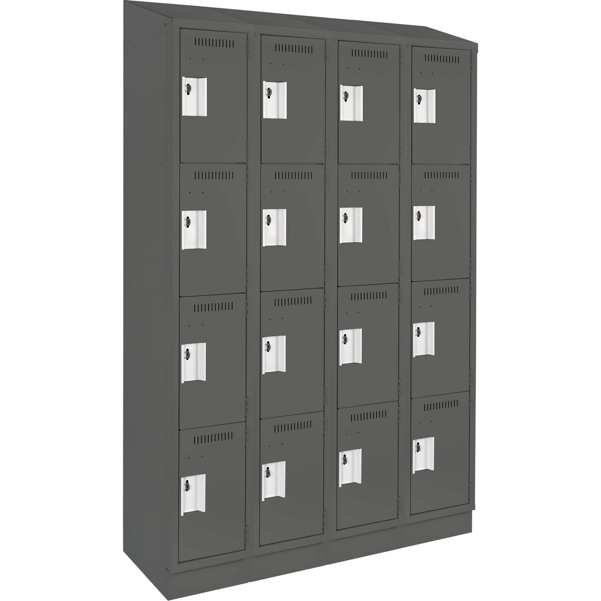 Clean Line™ Lockers, 4 -tier, Bank of 4, 48" x 18" x 82", Steel, Charcoal, Rivet (Assembled)