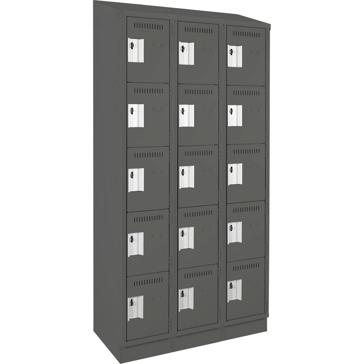 Clean Line™ Lockers, 5 -tier, Bank of 3, 36" x 18" x 82", Steel, Charcoal, Rivet (Assembled)