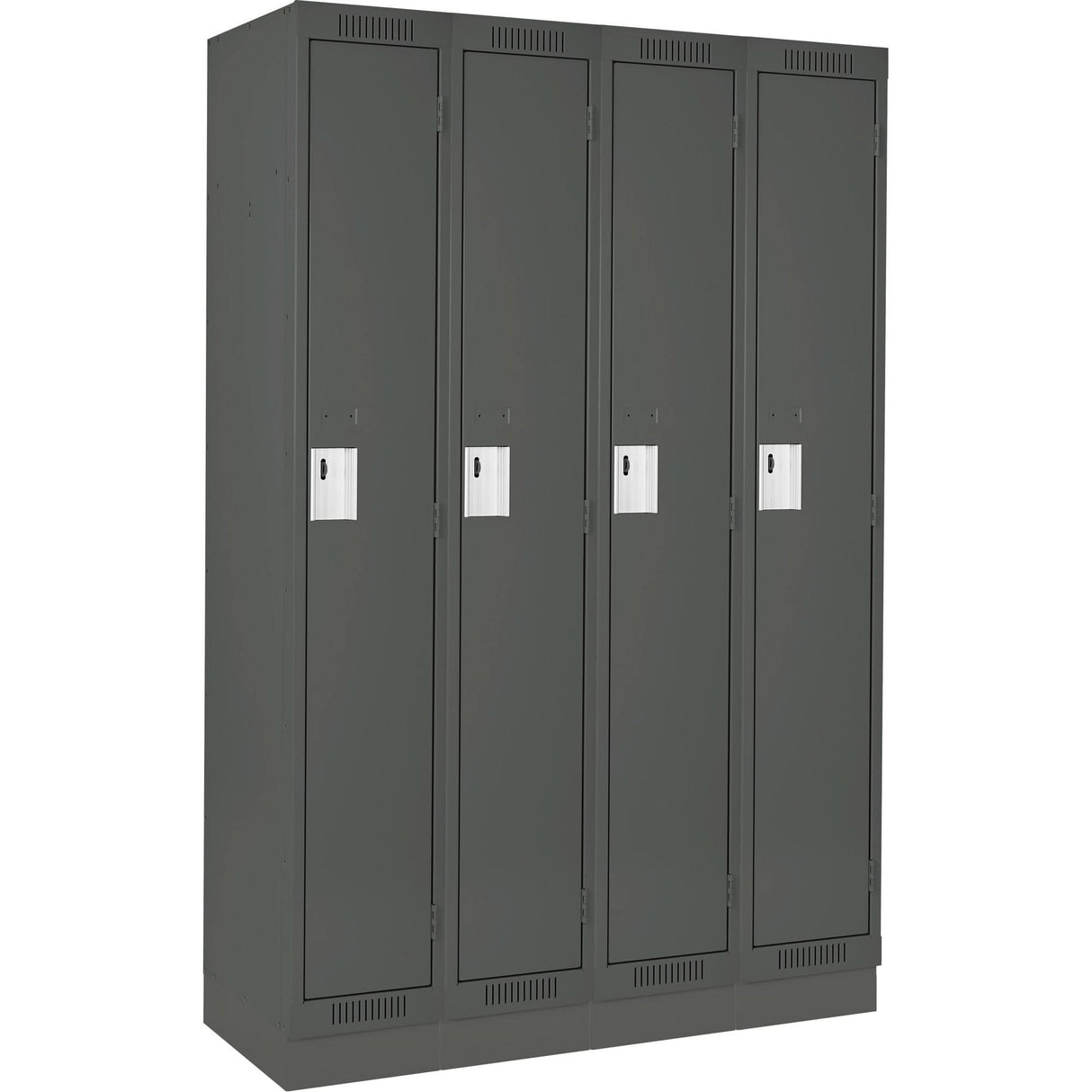Clean Line™ Lockers, Bank of 4, 48" x 12" x 76", Steel, Charcoal, Rivet (Assembled)