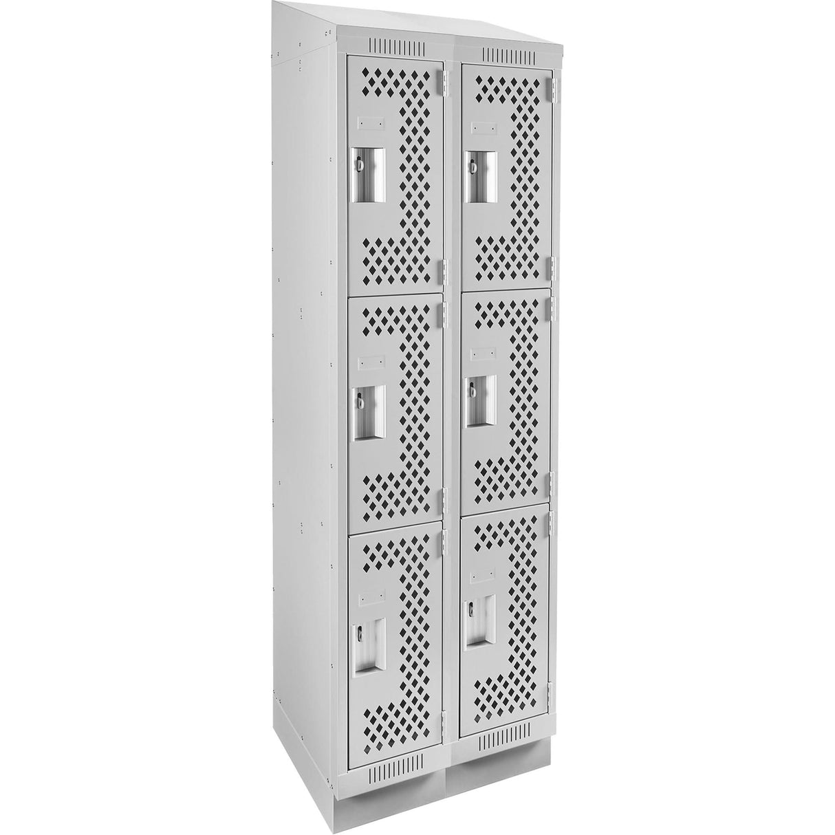 Clean Line™ Lockers, 3 -tier, Bank of 2, 24" x 15" x 82", Steel, Grey, Rivet (Assembled), Perforated