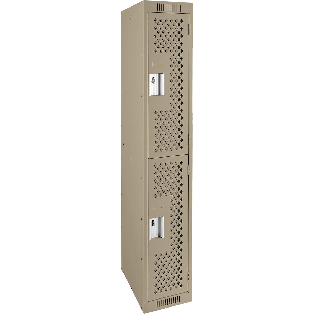 Clean Line™ Lockers, 2 -tier, 12" x 18" x 72", Steel, Beige, Rivet (Assembled), Perforated
