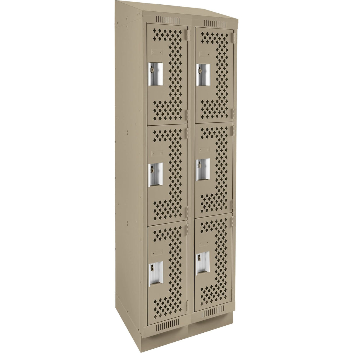 Clean Line™ Lockers, 3 -tier, Bank of 2, 24" x 18" x 82", Steel, Beige, Rivet (Assembled), Perforated