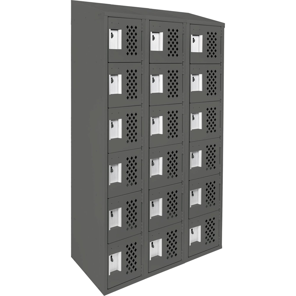 Clean-Line Perforated Lockerette, 6 -tier, Bank of 3, 12" x 72" x 12", Steel