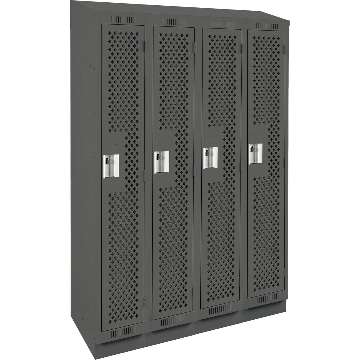 Clean Line™ Lockers, Bank of 4, 48" x 18" x 82", Steel, Charcoal, Rivet (Assembled), Perforated