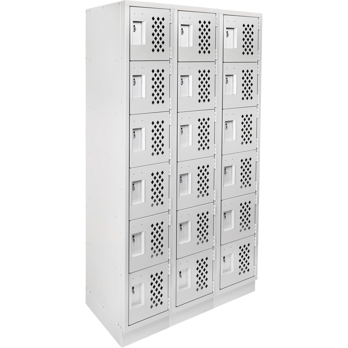 Clean-Line Perforated Lockerette, 6 -tier, Bank of 3, 15" x 72" x 12", Steel