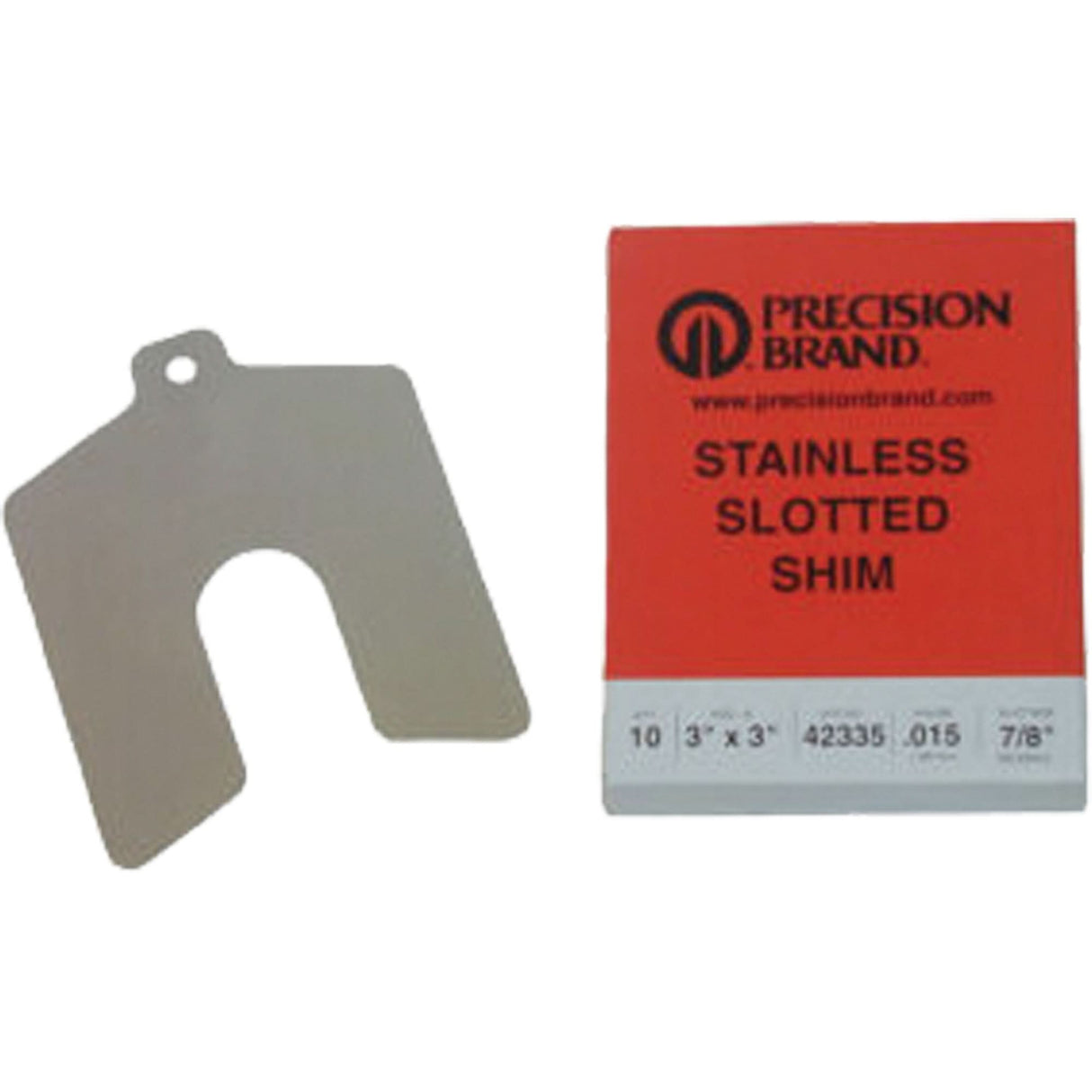 Slotted Shim Assortments, 2" L x 0.001"- 0.125" Thickness, 2" W, Stainless Steel