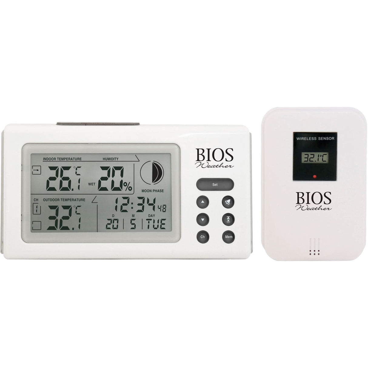 Indoor/Outdoor Thermometers With Clock, Contact, Digital, 32 to 122°F (0 to 50°C)