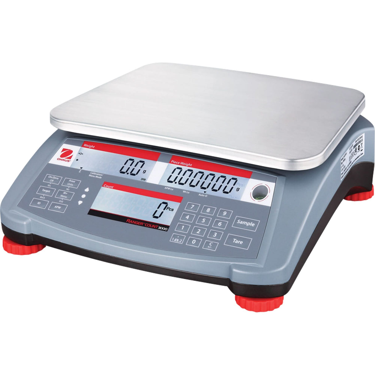 Ranger® Count 3000 Compact Bench Counting Scales, 1.5 kg/1500 g/3 lbs./48 oz. Cap., 0.05 g / 0.002 oz. Graduations
