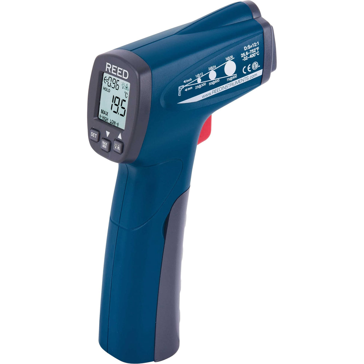 Infrared Thermometer, -25.6°- 752° F ( -32° - 400° C ), 12:1, Adjustable Emmissivity
