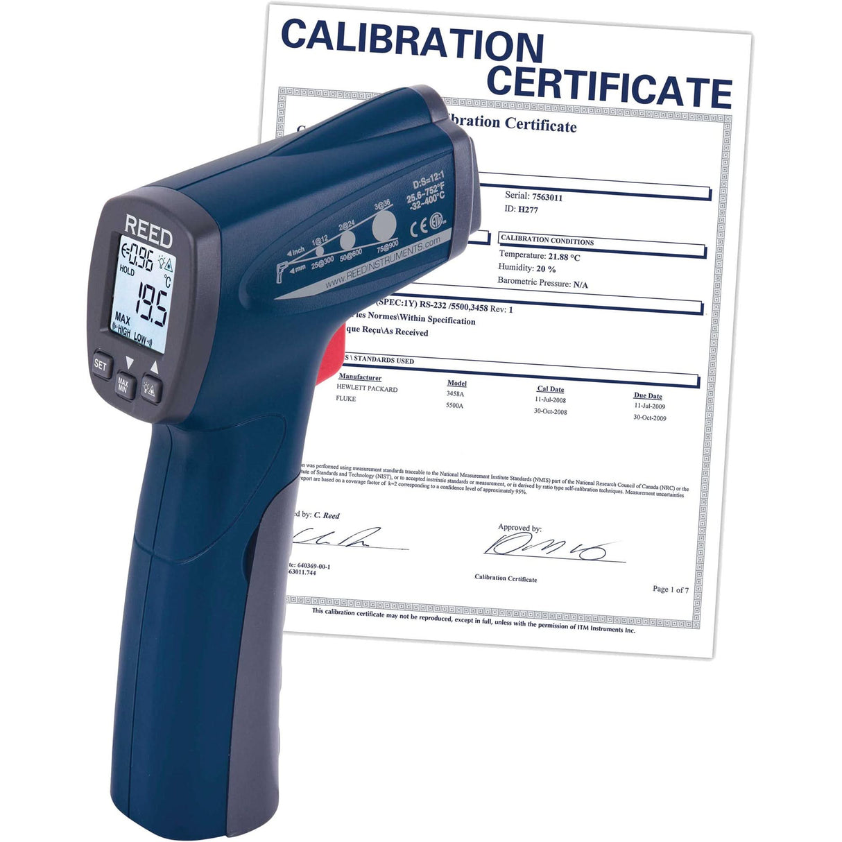 Infrared Thermometer with ISO Certificate, -25.6°- 752° F ( -32° - 400° C ), 12:1, Adjustable Emmissivity