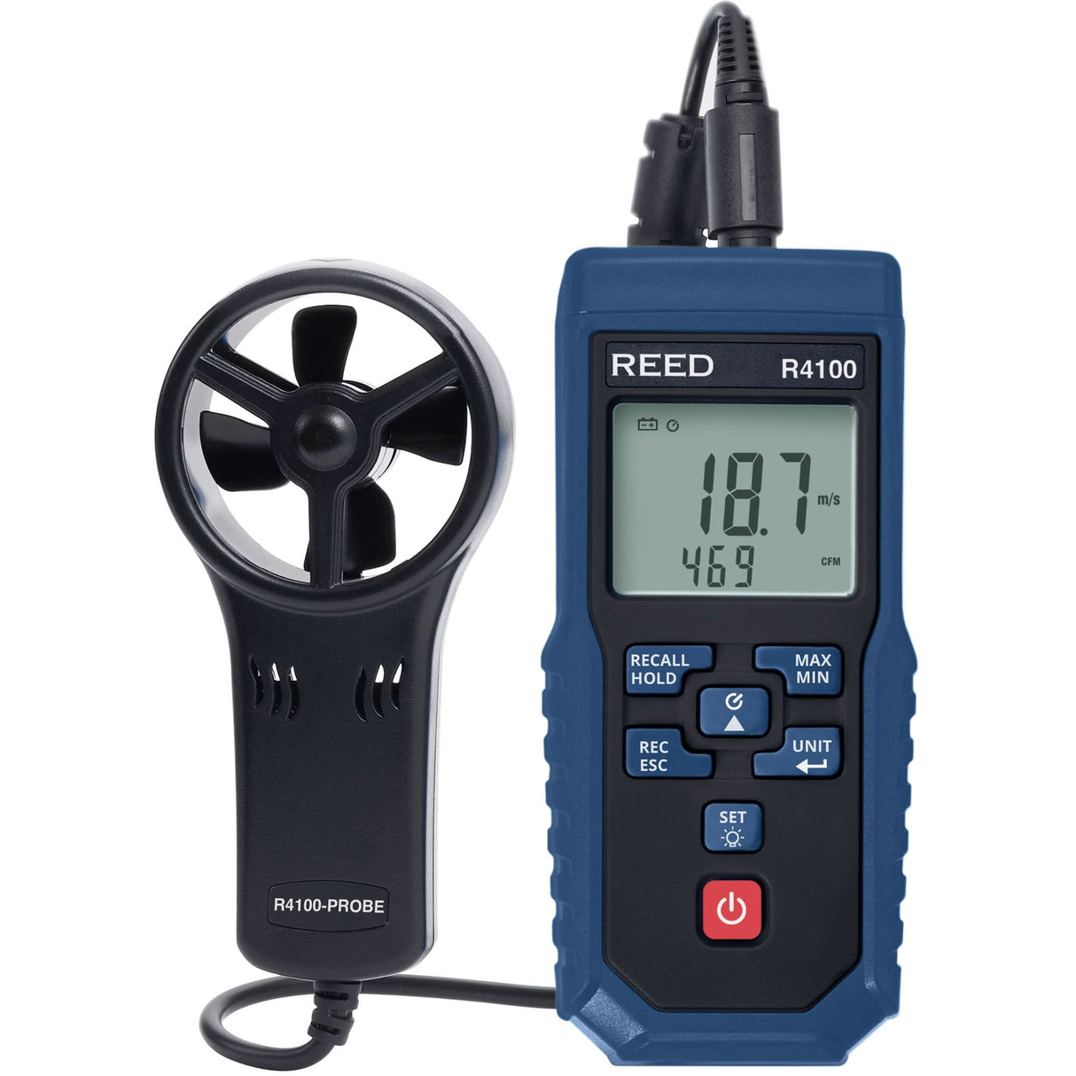 R4100 Vane Thermo-Anemometer with Air Volume, Data Logging, 0.4 - 30 m/sec Air Velocity Range