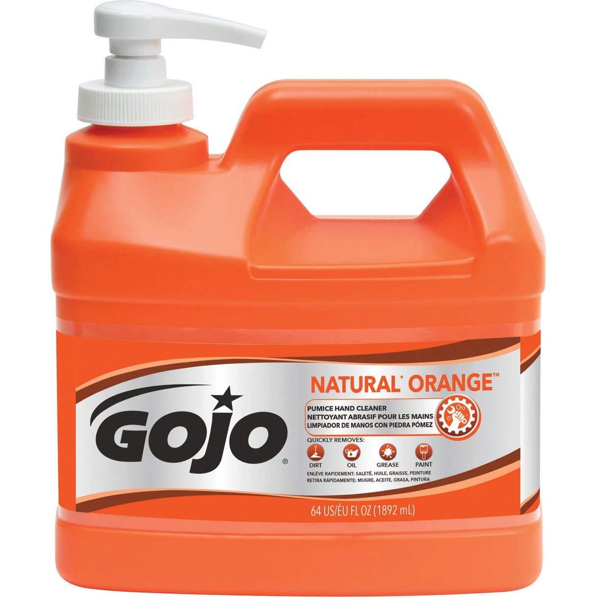 Natural Orange™ Hand Cleaner, Pumice, 1.89 L, Pump Bottle, Citrus/Orange