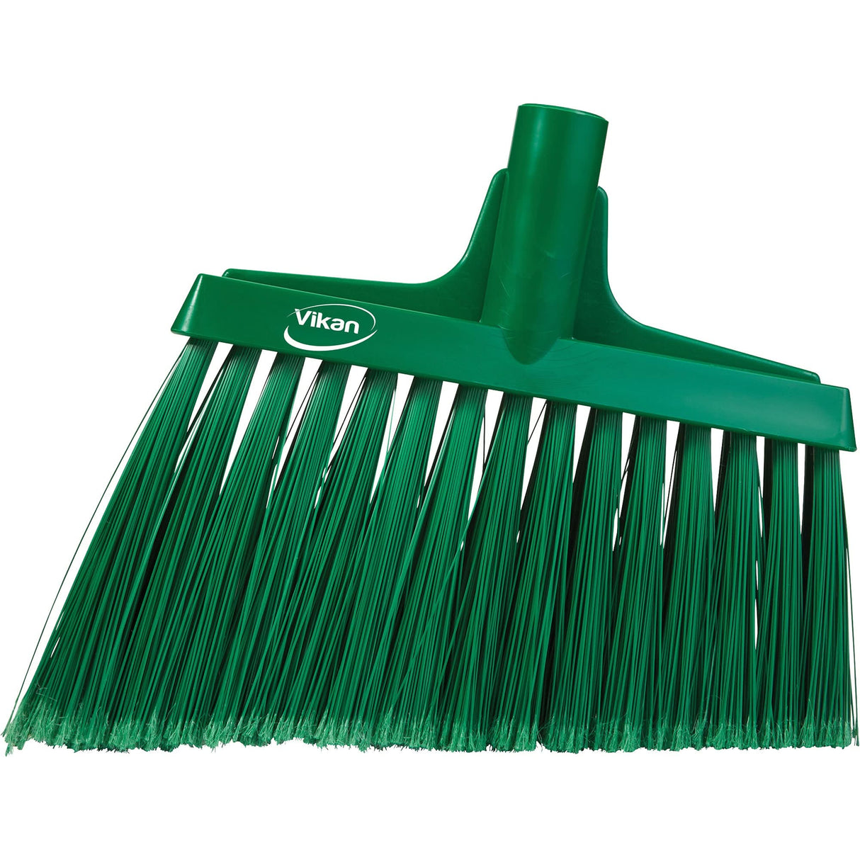 Angled Broom Head, Split Bristles, 11-1/2", Polyester, Green