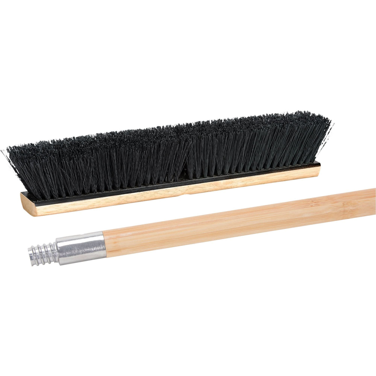 Push Broom with Metal-Threaded Handle, 24", Medium, Tampico Bristles