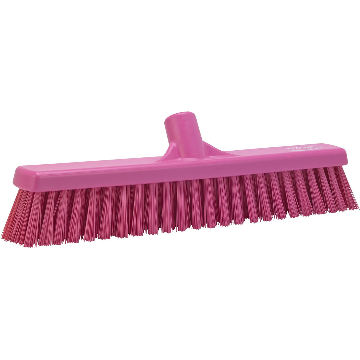 Combo Bristle Push Broom Head, Coarse/Fine Bristles, 16-1/2", Polyester, Pink